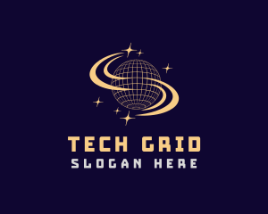 Grid - Galaxy Planet Orbit logo design