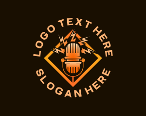 Podcast - Radio Recording Microphone logo design