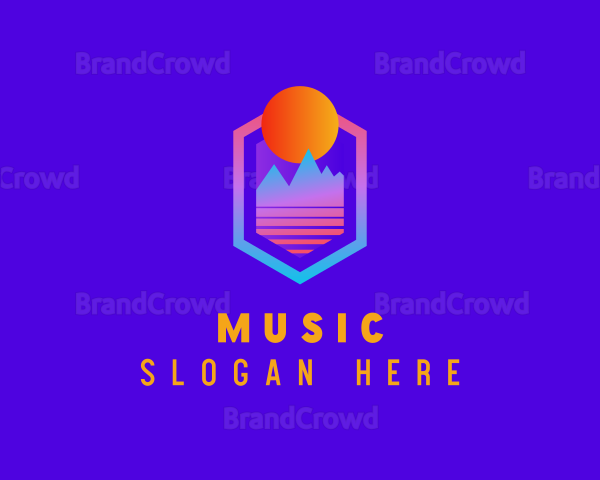 Hexagon Sunset Mountain Logo