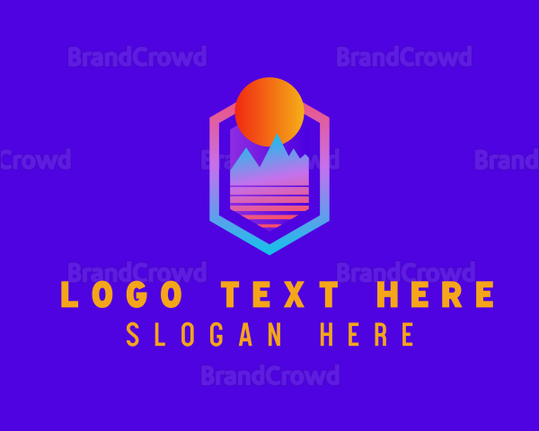 Hexagon Sunset Mountain Logo