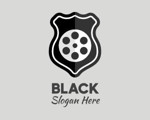 Movie App - Monochrome Film Reel Badge logo design