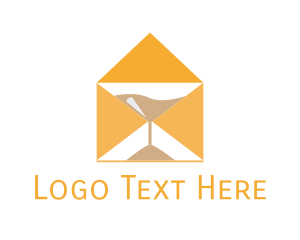 Blue Envelope - Mail Envelope Hourglas logo design