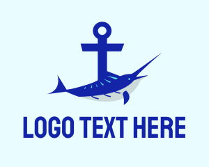 Sailing - Blue Swordfish Anchor logo design