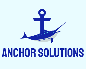 Blue Swordfish Anchor logo design