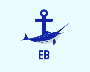Fish - Blue Swordfish Anchor logo design