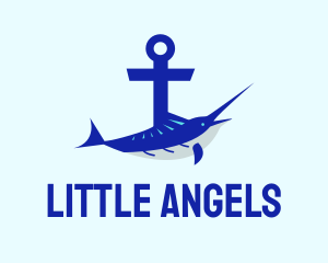 Aquatic - Blue Swordfish Anchor logo design