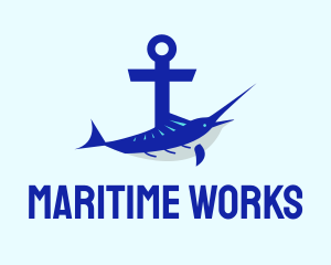 Blue Swordfish Anchor logo design