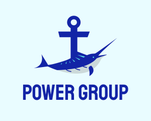 Marine - Blue Swordfish Anchor logo design