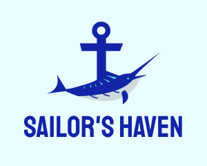 Blue Swordfish Anchor logo design