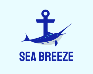 Blue Swordfish Anchor logo design