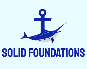 Navy - Blue Swordfish Anchor logo design
