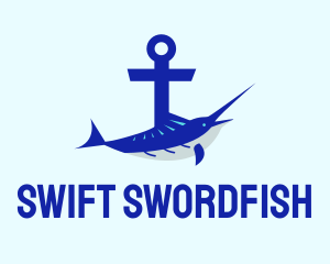 Blue Swordfish Anchor logo design