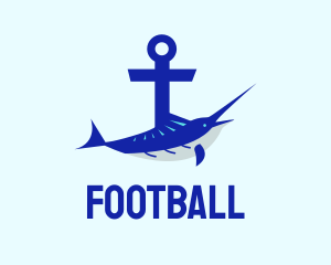 Ocean - Blue Swordfish Anchor logo design