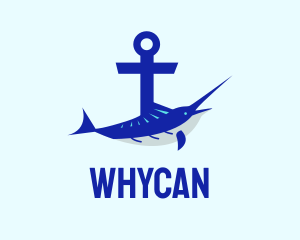 Fisherman - Blue Swordfish Anchor logo design