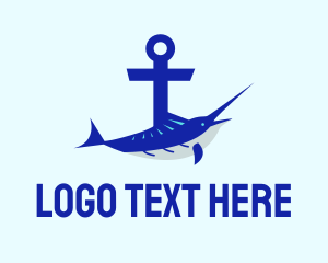 Fishing Vessel - Blue Swordfish Anchor logo design