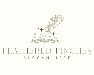 Book Feather Quill logo design