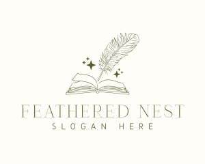 Book Feather Quill logo design