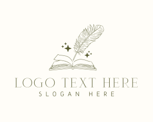 Book - Book Feather Quill logo design