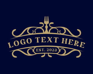 Luxury - Fork Utensil Cuisine logo design