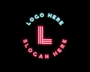 Neon Lights Pub Bar Logo