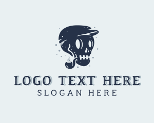 Hat - Hipster Smoking Skull logo design