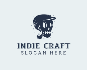 Indie - Hipster Smoking Skull logo design