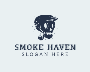 Hipster Smoking Skull logo design