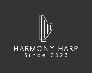 Harp - Minimalist Musical Harp logo design