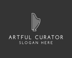 Minimalist Musical Harp logo design