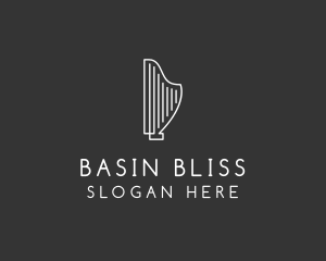 Minimalist Musical Harp logo design