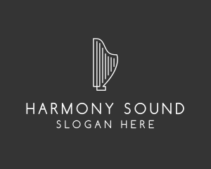 Music - Minimalist Musical Harp logo design