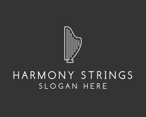 Minimalist Musical Harp logo design