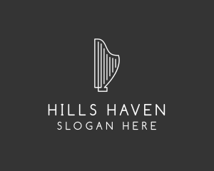 Minimalist Musical Harp logo design