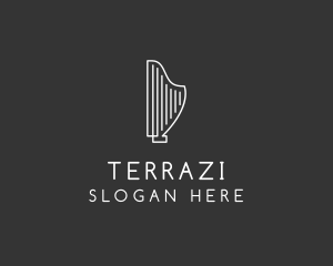 Minimalist Musical Harp logo design