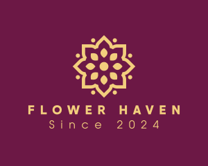 Blossoming - Golden Flower Pattern logo design
