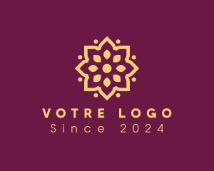 Yoga Center - Golden Flower Pattern logo design