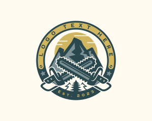 Woodworking - Mountain Logging Chainsaw logo design