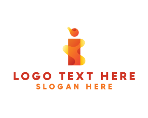 Orange Fire - Burning Red Letter I logo design