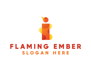 Burning - Burning Red Letter I logo design