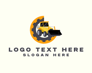 Miner - Cog Gear Bulldozer logo design
