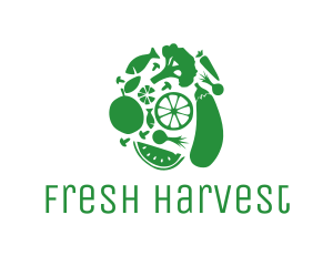 Farm To Table - Green Vegetable & Fruit logo design