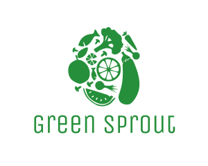 Green Vegetable & Fruit logo design