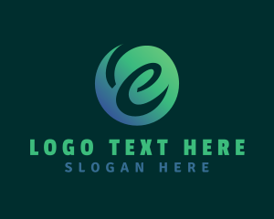 Vegan - Green Gradient Cursive Letter E logo design