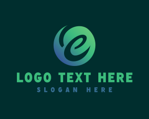 Green Energy - Natural Cursive Letter E logo design
