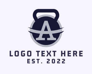 Gym Equipment - Kettlebell Letter A logo design