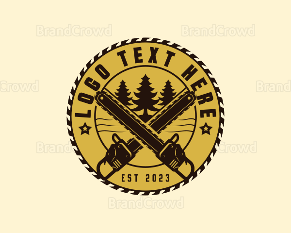 Industrial Chainsaw Woodcutter Logo