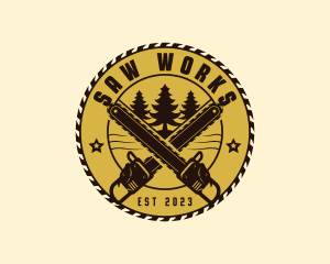 Chainsaw - Industrial Chainsaw Woodcutter logo design