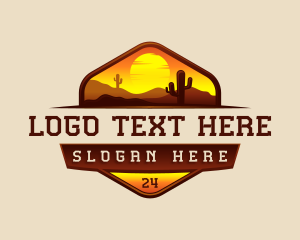 Sand Dunes - Desert Cactus Mountain logo design