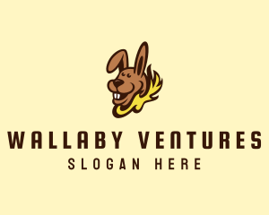 Wallaby - Fire Kangaroo Cartoon logo design