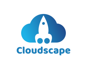 Blue Rocket Cloud logo design